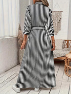 Women's Striped Belted Button Down Elegant Shirt Midi Dress™ – Zeitlose Eleganz für jeden Anlass