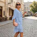Flowing Layered Ruffle Sleeve Midi Dress for Women™ – Feminine Eleganz mit mühelosem Komfort