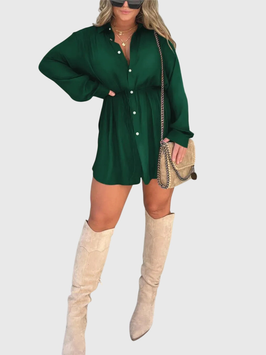 Women's Button Front Long Sleeve Shirt Dress™ – Zeitlose Eleganz für jeden Tag