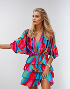 Wrap Minikleid mit Fließenden Ärmeln für Damen™ – Müheloser Stil mit femininer Silhouette