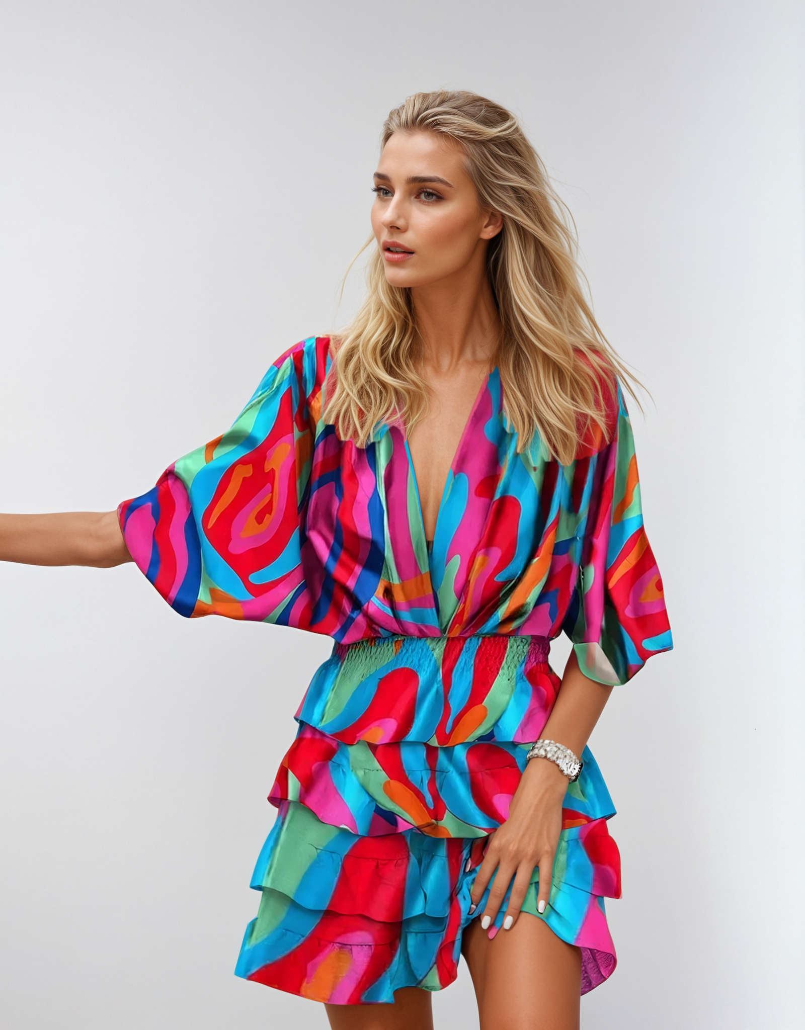 Wrap Minikleid mit Fließenden Ärmeln für Damen™ – Müheloser Stil mit femininer Silhouette