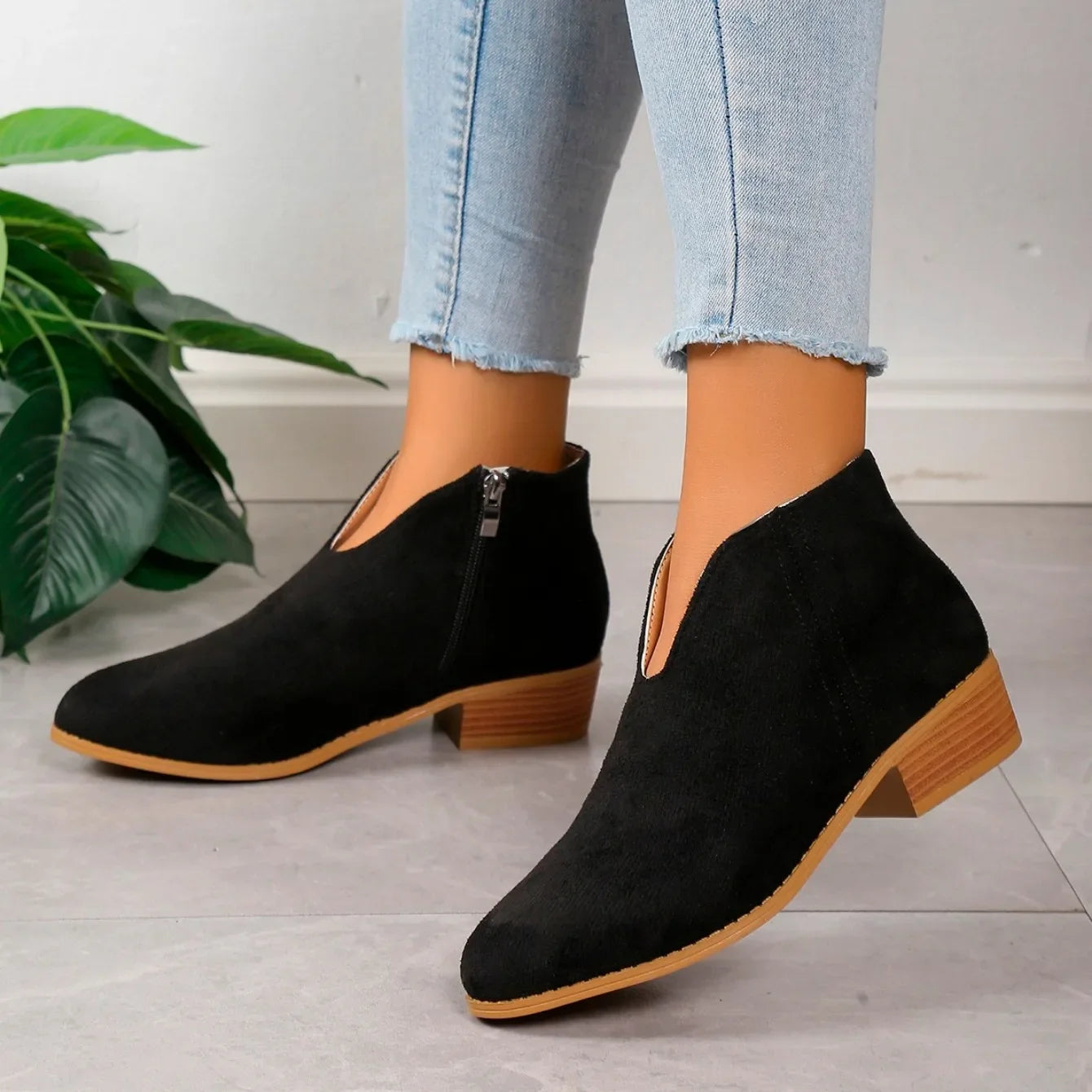 Damen Leoparden Stiefeletten mit Seitlichem Reißverschluss und Niedrigem Absatz™ – Stilvoller Komfort für jeden Tag