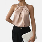 Kimberly | Women's Elegant Pleated Front Draped Satin Tanks™ – Elegante Ausstrahlung für jeden Anlass