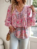 Women's Boho Floral V-Neck Blouse Loose Fit Lightweight Summer Casual Top™ – Leichter Sommer-Boho-Style für jeden Tag