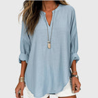 Relaxed Split-Neck Long Sleeve Top™ – Mühelose Eleganz für den Alltag
