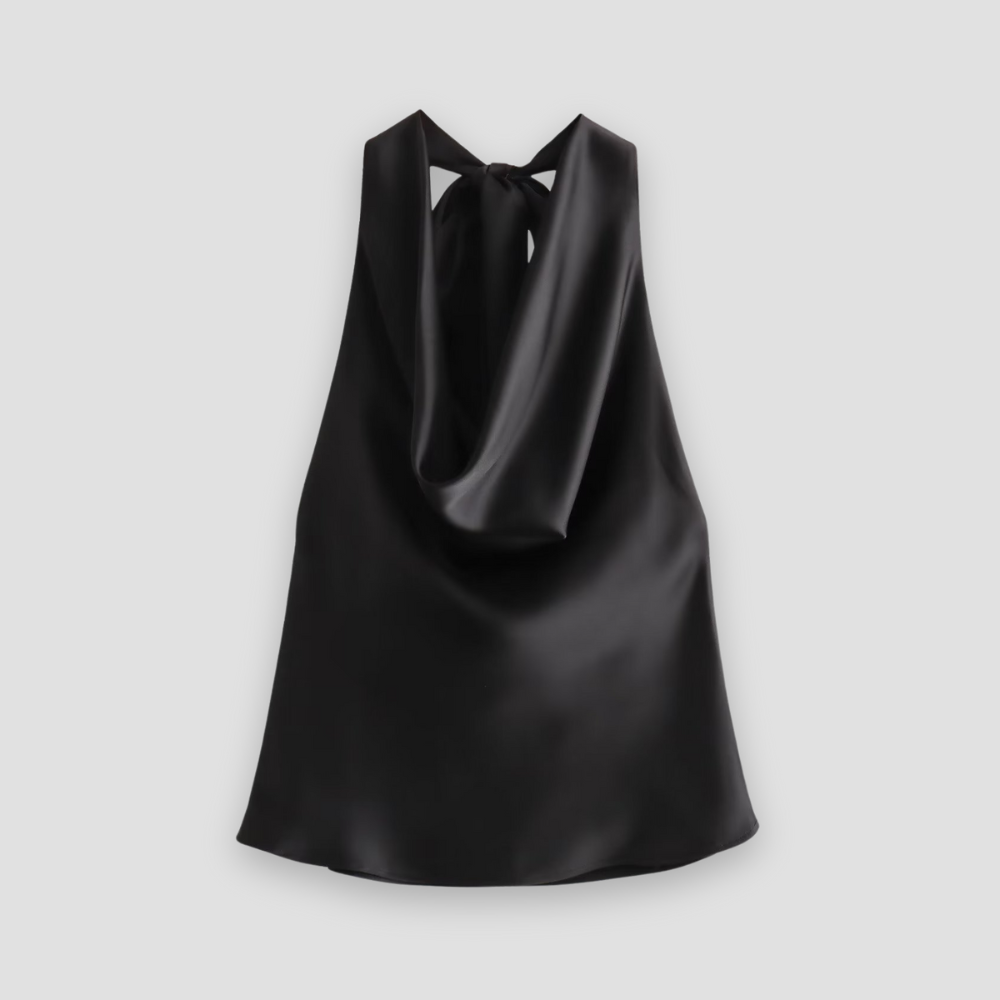 Jenny | Women's Halter Back Tie Draped Satin Tanks™ – Zeitlose Eleganz für jeden Anlass