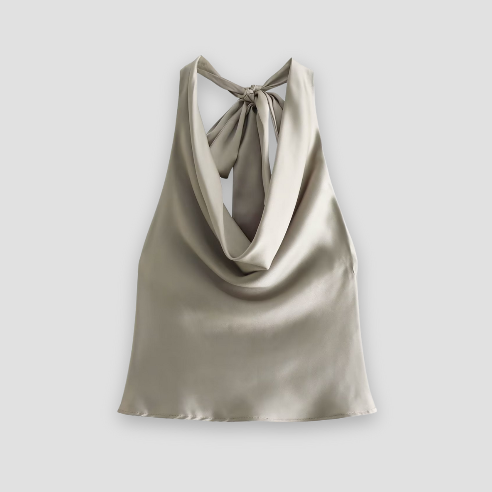 Jenny | Women's Halter Back Tie Draped Satin Tanks™ – Zeitlose Eleganz für jeden Anlass