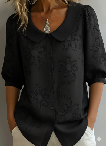 Women's Floral Blouse Loose Fit V Neck Sleeve Casual Top™ – Mühelose Eleganz für jeden Tag