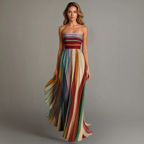 Women's Strapless Pleated Maxi Dress with Flowing Skirt and Elegant Fit™ – Zeitlose Eleganz für besondere Anlässe