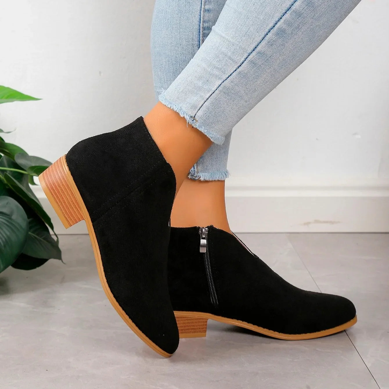 Damen Leoparden Stiefeletten mit Seitlichem Reißverschluss und Niedrigem Absatz™ – Stilvoller Komfort für jeden Tag