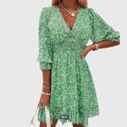 Women's Spring Smocked V-Neck Midi Dress™ – Zeitlose Eleganz für den Frühling