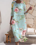 Women's Floral Midi Dress Elegant Loose Fit Summer Dress™ – Zeitlose Eleganz für jeden Anlass