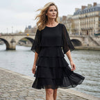 Flowing Layered Ruffle Sleeve Midi Dress for Women™ – Feminine Eleganz mit mühelosem Komfort