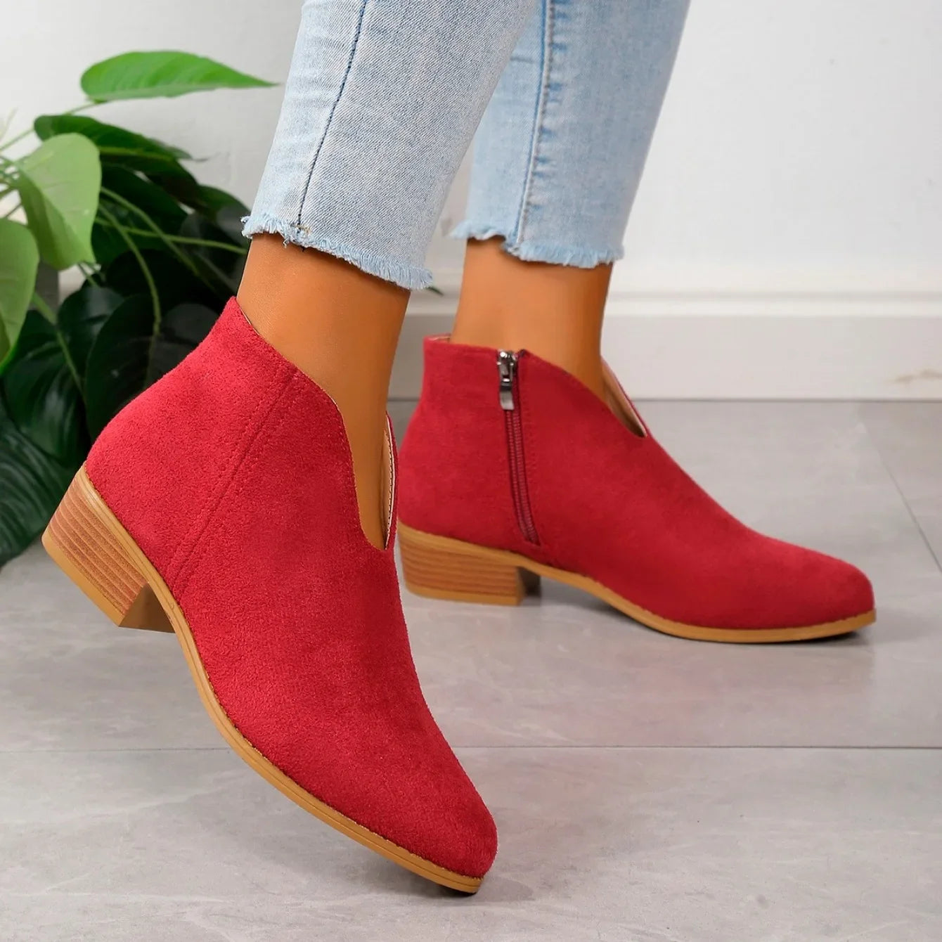 Damen Leoparden Stiefeletten mit Seitlichem Reißverschluss und Niedrigem Absatz™ – Stilvoller Komfort für jeden Tag