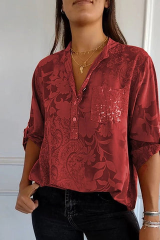 Women's Sequin V Neck Relaxed Fit Casual Party Top™ – Eleganz mit schimmerndem Glanz