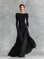 Elegantes Maxikleid mit Carré-Ausschnitt und langen Ärmeln™ – Zeitlose Eleganz für besondere Anlässe