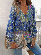Women's Boho Floral V-Neck Blouse Loose Fit Lightweight Summer Casual Top™ – Leichter Sommer-Boho-Style für jeden Tag
