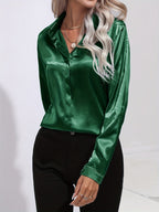 Sarah | Women's Button Down Long Sleeve Satin Blouses™ – Luxuriöse Eleganz für jeden Anlass