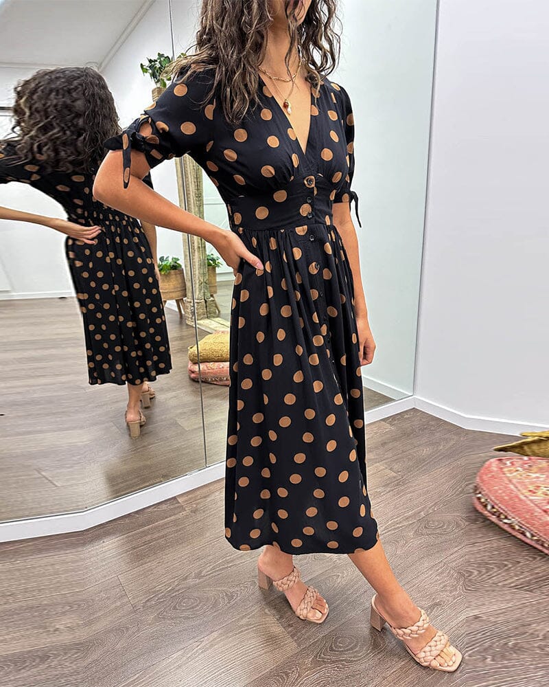 Polka Dot Midi Dress With Flattering A Line Fit for Women™ – Zeitlose Eleganz für jeden Anlass