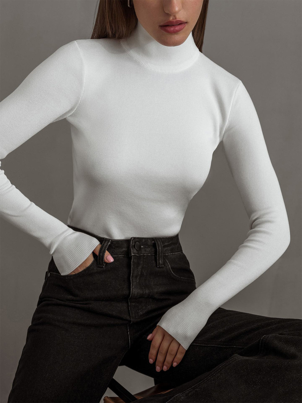 Maisie | Women's Spring Comfortable Mock Neck Top™ – Eleganter Komfort für den Frühling