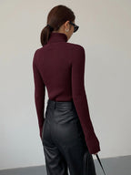 Hailey | Women's Minimalist Slim Turtleneck Stretch Top™ – Elegante Wintermode für stilvolle Layering-Looks