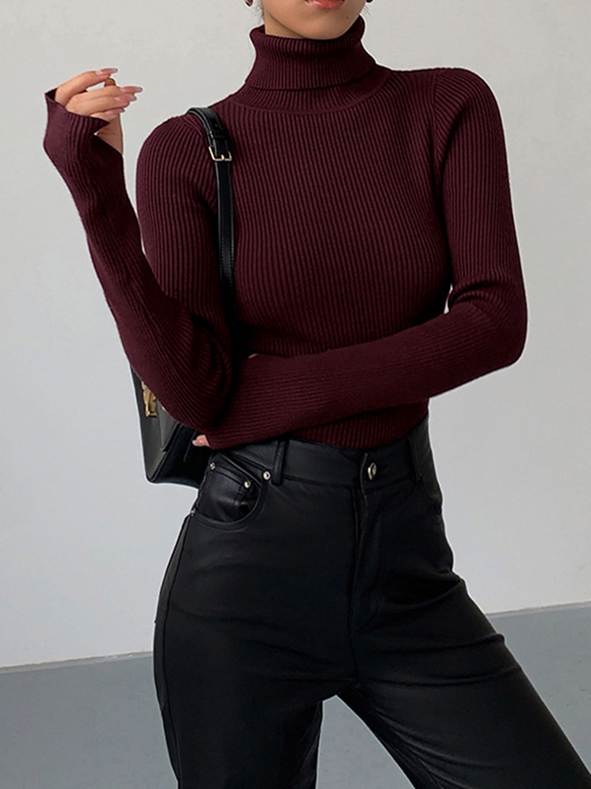 Hailey | Women's Minimalist Slim Turtleneck Stretch Top™ – Elegante Wintermode für stilvolle Layering-Looks