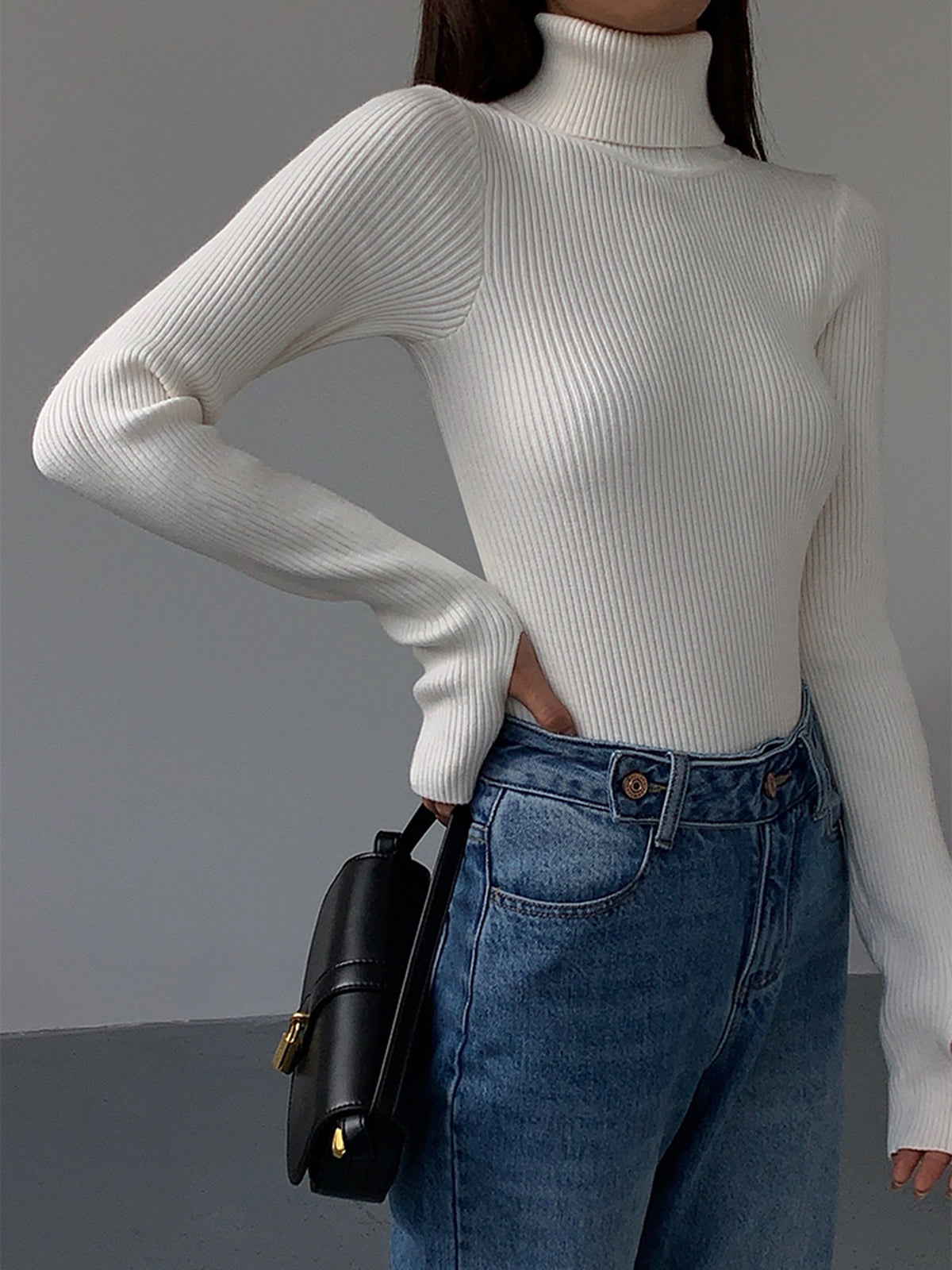 Hailey | Women's Minimalist Slim Turtleneck Stretch Top™ – Elegante Wintermode für stilvolle Layering-Looks
