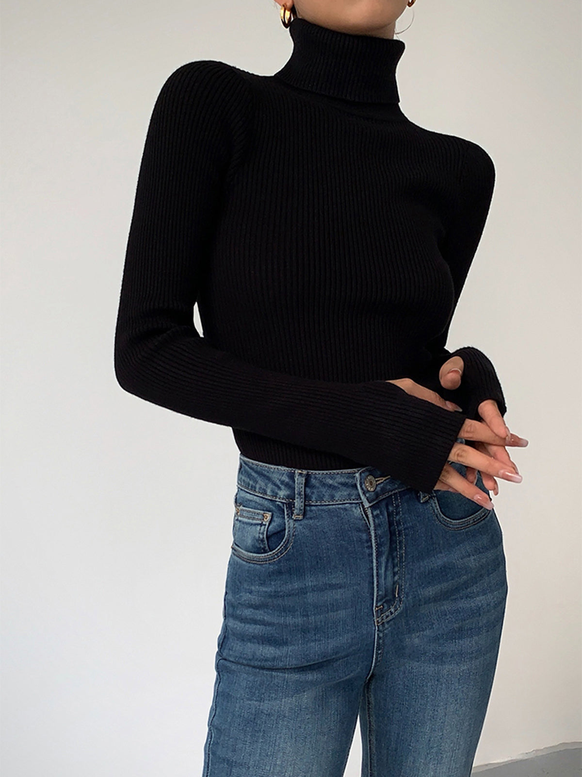 Hailey | Women's Minimalist Slim Turtleneck Stretch Top™ – Elegante Wintermode für stilvolle Layering-Looks