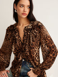 Dakota | Women's Summer Leopard Ruffle Neck Blouse™ – Eleganter Leopardendruck für stilvolle Sommertage