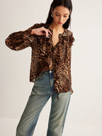 Dakota | Women's Summer Leopard Ruffle Neck Blouse™ – Eleganter Leopardendruck für stilvolle Sommertage
