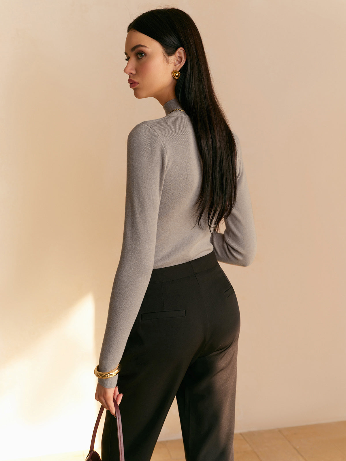 Maisie | Women's Spring Comfortable Mock Neck Top™ – Eleganter Komfort für den Frühling