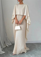 Women's Pleated Cape Overlay Elegant Flowing Maxi Dress™ – Zeitlose Eleganz für besondere Anlässe