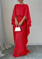 Women's Pleated Cape Overlay Elegant Flowing Maxi Dress™ – Zeitlose Eleganz für besondere Anlässe