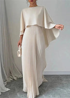 Women's Pleated Cape Overlay Elegant Flowing Maxi Dress™ – Zeitlose Eleganz für besondere Anlässe