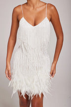 Women's Strapless Feather Fringe Elegant Party Mini Dress™ – Luxuriöse Eleganz für unvergessliche Anlässe