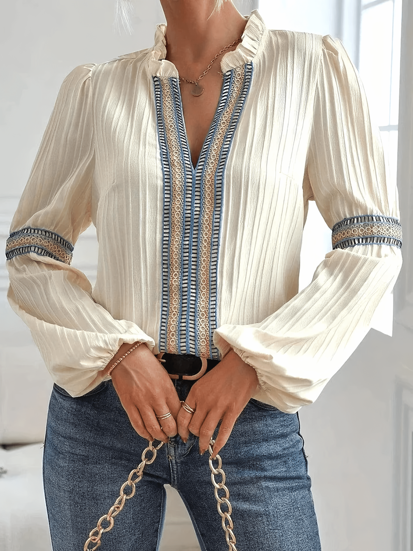 Blouse with Elegant Puff Sleeves for Women™ – Zeitlose Eleganz für jeden Anlass
