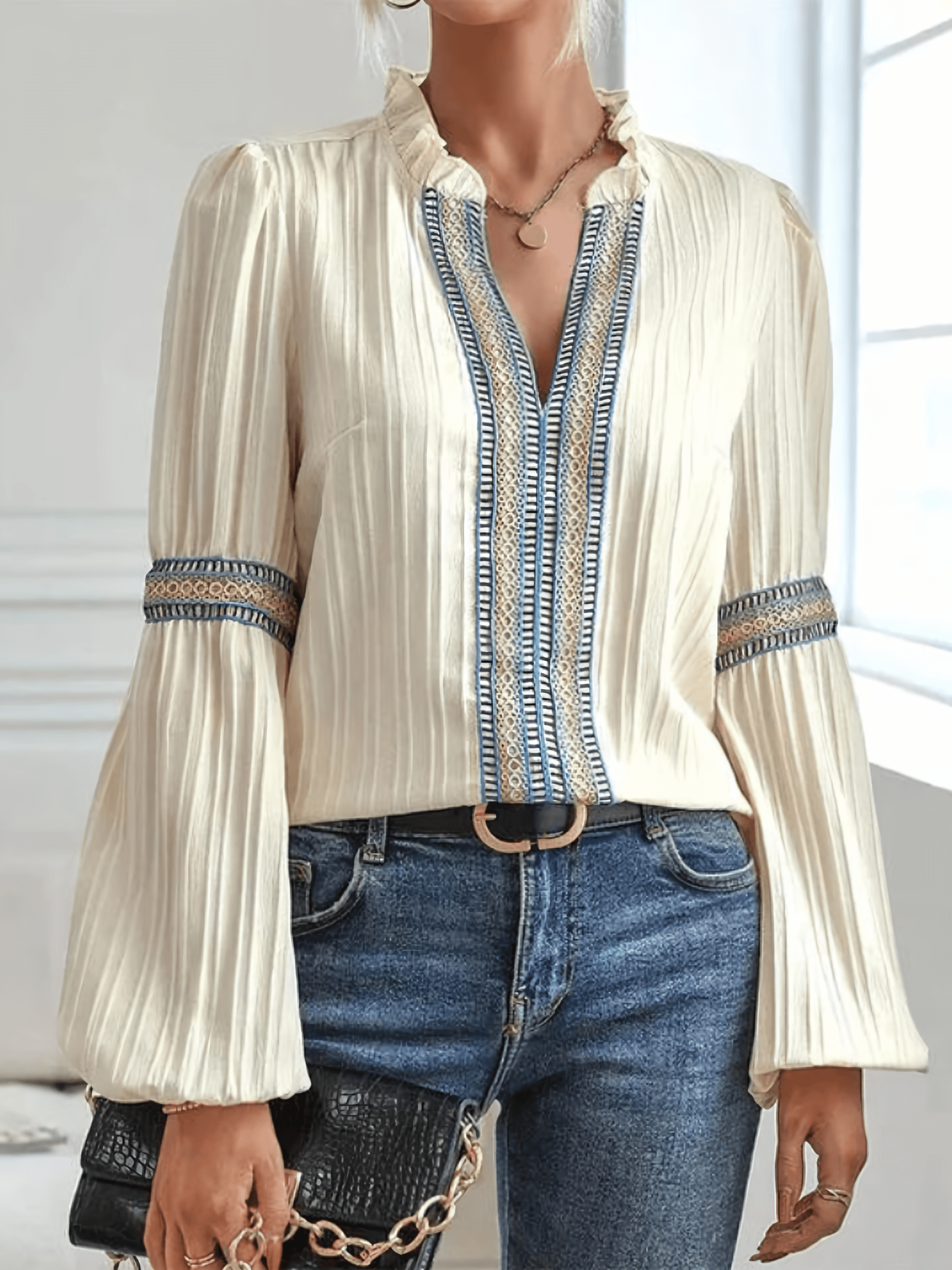 Blouse with Elegant Puff Sleeves for Women™ – Zeitlose Eleganz für jeden Anlass