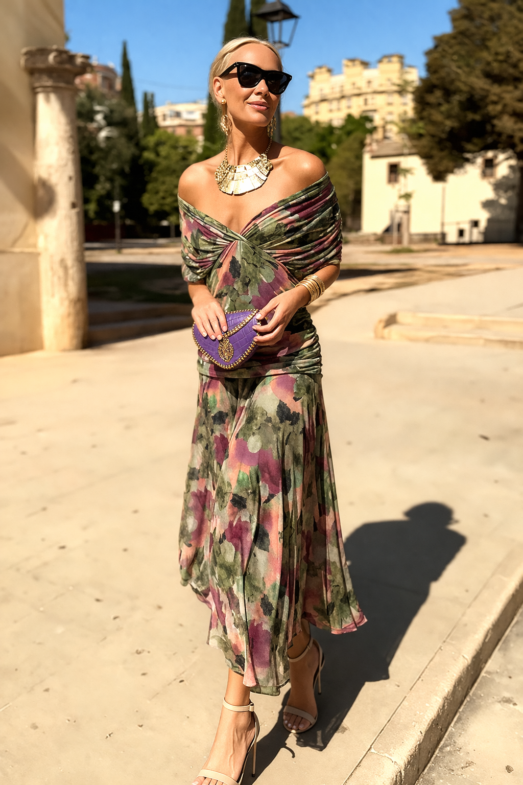 Women's Elegant V-Neck Maxi Dress with Pleated Waist™ – Zeitlose Eleganz mit schmeichelnder Silhouette