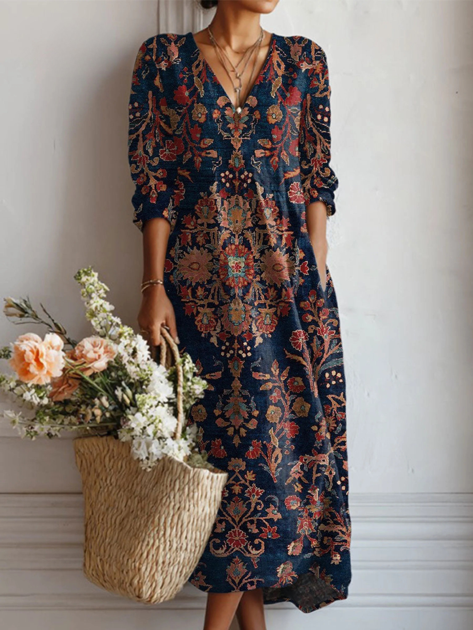 Bohemian V-Neck Maxi Dress™ – Zeitlose Eleganz trifft entspannten Boho-Stil