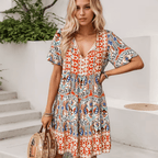 Bohemian Printed Tiered Midi Spring Dress™ – Mühelose Eleganz für den Frühling