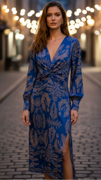 Twist-Front Printed Midi Dress for Everyday Wear™ – Mühelose Eleganz für jeden Tag