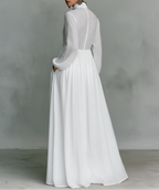 Women's Elegant Maxi Shirt Dress Long Sleeve Button Up Flowy Dress™ – Zeitlose Eleganz für jeden Anlass