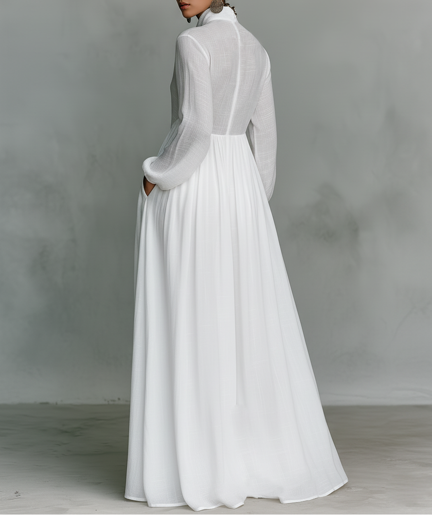 Women's Elegant Maxi Shirt Dress Long Sleeve Button Up Flowy Dress™ – Zeitlose Eleganz für jeden Anlass