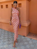 Women's One Shoulder Printed Elegant Slim Fit Maxi Dress™ – Moderne Eleganz mit asymmetrischem Design