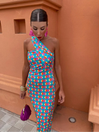 Women's One Shoulder Printed Elegant Slim Fit Maxi Dress™ – Moderne Eleganz mit asymmetrischem Design