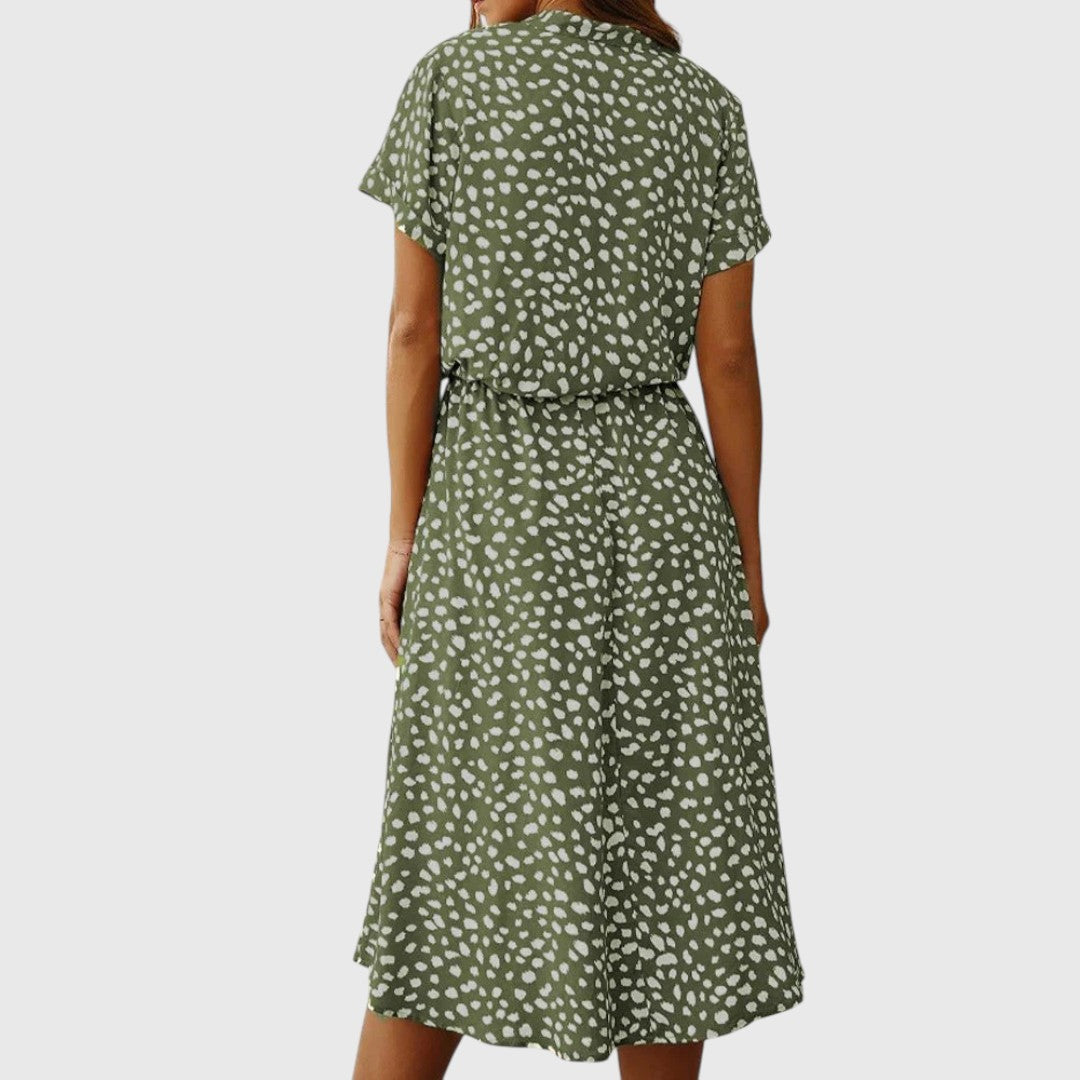 Printed Button-Front Midi Dress™ – Mühelose Eleganz für jeden Tag