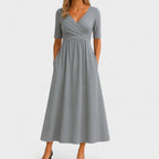 Women's V Neck Elegant Relaxed Fit Flowy Midi Dress™ – Zeitlose Eleganz für jeden Anlass