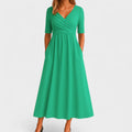 Women's V Neck Elegant Relaxed Fit Flowy Midi Dress™ – Zeitlose Eleganz für jeden Anlass