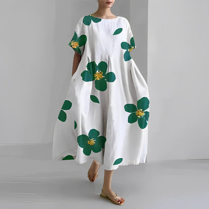 Women's Floral Relaxed Fit Oversized Print Casual Midi Dress™ – Müheloser Komfort mit künstlerischem Blumenmuster