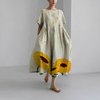Women's Floral Relaxed Fit Oversized Print Casual Midi Dress™ – Müheloser Komfort mit künstlerischem Blumenmuster